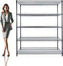 60"x24"x72" Black 5-Tier Premium Metal Wire Shelving NSF 4000 LBS MAX Capacity Heavy Duty Steel Storage Rack for Warehouse, Garage, Hospital, Commercial Space & School w/Premium Wheels by CozyNest Decor