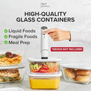 Chef Preserve Glass Vacuum Seal Containers for Food Storage, Made For Compact Vacuum Sealer, 3pcs set [1x Small, 1x Medium, 1x Large] Works With Handheld Vacuum Sealer Machine by CozyNest Decor