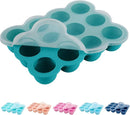 Baby Food Storage 12 x 1.5OZ Silicone Freezer Tray with Lid, Food Grade Silicone Containers for Purees & Vegetables Teal Blue by TinyTreasures Baby Boutique