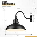 zeyu 18 Inch Dusk to Dawn Outdoor Barn Light, 1-Light Gooseneck Wall Light, Modern Wall Sconce for Garden Garage, Matte Black Finish, 016-1BL-PC BK by CozyNest Decor