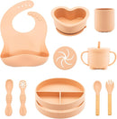 Silicone Baby Feeding Set 11 Pcs, Baby Led Weaning Supplies, Baby Feeding Supplies Set BPA Free, Baby Essentials for Newborn Gift Pink by TinyTreasures Baby Boutique