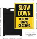 Slow Down Dog and Horse Crossing Sidewalk Sign Kit, 18x24 Inches, with A Frame Stand, Made in USA by CozyNest Decor
