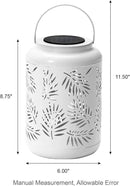 Glitzhome Solar Lantern White Metal Cutout Leaf Outdoor Hanging Solar Light with Handle for Garden Patio Yard Outdoor Decor by GreenHaven Gardens