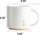 COLLECTIVE HOME - Monogram Ceramic Mugs, 15 oz Golden Initial Coffee Cups, Elegant Alphabet Tea Mugs, Elegant Personalized Mug with Gift Box, Luxurious Cups for Office and Home (k) by CozyNest Decor