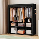 SORCEDAS Portable Closet Wardrobe Storage Organizer Metal Hanging Rack Non-Woven Fabric 50 Inch (Black) by CozyNest Decor