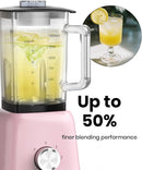 Professional Blender For Smoothies, 58 Oz Glass Jar, Glass Blender Including Puree & Crush Ice Functions, 750 Watts, B02 (Macaroon Pink) by TinyTreasures Baby Boutique