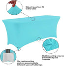 IVAPUPU 2 Pack 4FT Table Cloth for Rectangular Fitted Events Stretch Blue Mist Table Covers Washable Cover Spandex Tablecloth Protector for Party, Wedding, Cocktail, Banquet, Festival by CozyNest Decor