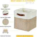 DECOMOMO Storage Cubes, 11x11 Cube Storage Bins, Baskets for Shelves (Beige & White, Cube 11" - 4 Pack) by CozyNest Decor