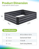 Quictent Galvanized Raised Garden Bed 4x3x1 Ft Metal Planter Box for Vegetables Bottomless for Backyard, Include 1 Tomato Cage, Dark Grey by GreenHaven Gardens