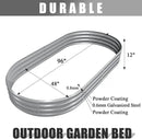 2 Pack 8x4x1FT Galvanized Raised Garden Bed Kit Oval Metal Ground Planter Box Outdoor Bottomless Planter Raised Beds for Vegetables Flowers Herbs Fruits, Gray by CozyNest Decor