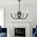 Large Black Chandeliers Light Fixture, Modern Candle Pendant Lighting, Round LED Hanging Lamp Ceiling for Bedroom Living Room Dining Room Kitchen Island Farmhouse (Black-C 8Lights) by CozyNest Decor