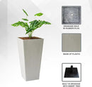 XBrand Modern 30-Inch Tall Square Planter, Tapered, Perfect for Indoor & Outdoor, Patio Decor, Set of 2, Gray by CozyNest Decor