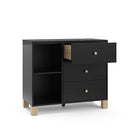 Storkcraft California 3 Drawer Combo Dresser (Black with Driftwood) – GREENGUARD Gold Certified, Interlocking Drawer System, Pre-Installed Drawer Tracks for Easier Assembly, Spacious Cabinet by TinyTreasures Baby Boutique