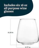 Libbey Stackable Stemless Wine Glasses Set of 6, Tapered Bulb Shaped All Purpose Wine Glass Set, Dishwasher Safe Glass Wine Glasses, Cocktail by CozyNest Decor