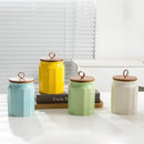 Canister Sets for Kitchen, Kitchen Canisters for Countertop with Airtight Wood Lid, Ceramic Food Storage Containers and Sugar Container for Coffee, Flour, Tea, Candy, Cookie, Spice by CozyNest Decor