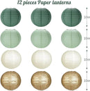 Paper Lanterns Sage Green Gold Round Hanging Chinese Lanterns for Birthday Party Baby Shower Bridal Shower Decorations Pack of 12 by CozyNest Decor