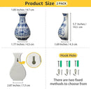 Set of Two Blue and White Porcelain Wall Vases for Flowers – Handmade Chinoiserie Ceramic Wall Mounted Flower Vase, Decorative Hanging Vases for Living Room, Bookshelf & Indoor Décor by CozyNest Decor