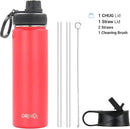 DRINCO Stainless Steel Water Bottle Spout Lid Vacuum Insulated Double Wall Water Bottle Wide Mouth (40oz 32oz 22oz 18oz 14oz) Leak Proof Keeps Cold or Hot (22 oz, 22oz Barn Red) by CozyNest Decor