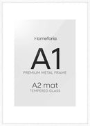 Homeforia A1 Frame White Wood, High End Oak 23.4 x 33.1 White Wooden Poster Frames Matted to 16.5 by 23.4 inches Photo, A1 Size Large Wood Picture Frame with Mat A2, Tempered Glass, Wall Kit, Set of 1 by CozyNest Decor