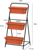 Vertical Raised Garden Bed 3 Tier Elevated Garden Planters Standing Planter Box Outdoor and Indoor for Plants Herbs Flowers Vegetables Brick Red by GreenHaven Gardens