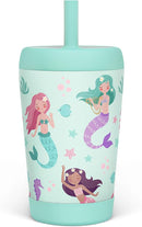 Kid Insulated Stainless Steel Tumbler with Silicone Straw, 12oz Sippy Cup for Kids (Magical Mermaids) by TinyTreasures Baby Boutique