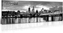 DJSYLIFE-Portland Skyline Canvas Print Modern City Landscape Wall Art USA Skyscraper Black and White Panoramic Night View Painting Office Living Room Home Decor Ready to Hang 13.8"x47.3" by CozyNest Decor