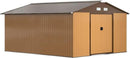 Outsunny 11' x 13' Outdoor Storage Shed, Garden Tool Metal Shed with Foundation Kit, Double Lockable Door, Air Vents and Sloping Roof, for Backyard, Patio, Lawn, Yellow by GreenHaven Gardens