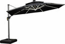 PURPLE LEAF 12ft Solar powered LED Patio Umbrella Outdoor Round Umbrella Large Cantilever Umbrellas with LED lights Windproof Offset Umbrellas Heavy Duty Sun Umbrella for Garden Deck Pool Patio, Grey by GreenHaven Gardens