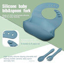 10 Pack Silicone Baby Feeding Set, Toddlers Led Weaning Feeding Supplies with Suction Baby Bowl Divided Plate Adjustable Bib Soft Silicone Spoon Fork, Infant Self Eating Utensil Set (Blue, Green) by TinyTreasures Baby Boutique