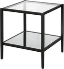 Henn&Hart 20" Wide Square Side Table with Mirror Shelf in Blackened Bronze, Table for Living Room, Bedroom by CozyNest Decor