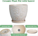 6.9 Inch Plant Pot with Drainage Hole and Saucer Ceramic Planter for Indoor Plant Flower Pot for Orchid Succulents Plants White by CozyNest Decor