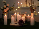 Amagic Pure White Flameless Candles, Battery Operated Candles, Acrylic Flickering LED Pillar Candles with Remote Control and Timer, 3D Wick, Yellow and Blue Glow, D2.2 xH5 6" 7", Set of 9 by CozyNest Decor