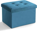 LINMAGCO Storage Ottoman Folding Foot Stool Velvet Foot Rest with Padded Modern Ottoman with Storage for Living Room Puppy Step Stool 17x13x13in(Blue) by CozyNest Decor