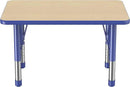 FDP Rectangle Activity School and Classroom Kids Table (24 x 36 inch), Chunky Toddler Leg, Adjustable Height 15-24 inches - Maple Top and Blue Edge by CozyNest Decor