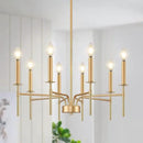 8 Light Gold Chandelier Light Fixture, Modern Farmhouse Chandeliers for Dining Room Light Fixture, Metal Candle Pendant Chandelier for Foyer Entryway Stairs Living Room Bedroom Kitchen by CozyNest Decor