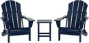 WO Home Furniture Adirondack Chairs Table Set of 3 PCS Outdoor Folding Chairs Side End Table Weather/UV Resistant for Lawn, Garden, Bon Fire, Balcony (Navy Blue) by GreenHaven Gardens