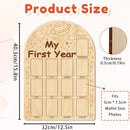 ORIGACH My First Year Baby Growth Photo Display Wood Board - 12 Months Newborn Milestones Photo Board - Neutral Baby Keepsake Board 1st Birthday Party Nursery Decor New Mom Gift - Space by TinyTreasures Baby Boutique