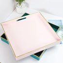 Spsyrine Pink Decorative Serving Tray with Handles, 13" X 13" Square Plastic Coffee Table Tray for Ottoman, Living Room, Bathroom, Home Decor. by CozyNest Decor