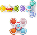 LiKee Strong Suction Cup Fidget Rotating Sensory Bath Toys for Baby 12 18 Months Airplane Car Travel Table & Window Toys for 1 2 Years Old Toddler Boys and Girls (Space-1) by TinyTreasures Baby Boutique