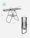 SONGMICS Clothes Drying Rack, with Sock Clips, Metal Laundry Rack, Foldable, Space-Saving, Free-Standing Airer, with 2 Height-Adjustable Gullwings, Indoor Outdoor Use, Black ULLR052B01 by TinyTreasures Baby Boutique