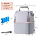NCVI Breastmilk Cooler Bag with 2 Ice Pack, Breast Pump Bag with Cooler Fits 6 Bottles, Double Layer Breast Milk Baby Bottle Cooler Bag, for Travel, Nursing Mom Daycare, Work, Picnic (Grey) by TinyTreasures Baby Boutique