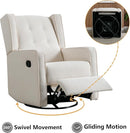 Swivel Rocker Recliner Chair, Nursery Glider Chair, Nursery Rocking Chairs, Manual Reclining Chair, White by TinyTreasures Baby Boutique