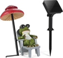 Little Frog Garden Statue with mini Patio Mushroom Solar Lights Outdoor Figurines Halloween Home Decor Fairy Garden Accessories Small Lawn Ornaments 4.5"x4.5"x2.6" by GreenHaven Gardens