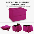 LINMAGCO Storage Ottoman Folding Foot Stool Foot Rest with Side Pocket Modern Ottoman with Storage Short Sofa Stool Linen Cloth 17x13x13(ROSEO) by CozyNest Decor