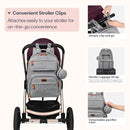 BabbleRoo Diaper Bag Backpack, Travel Backpack with Changing Pad, Pacifier Case & Stroller Straps, Multifunction, Waterproof, Unisex – Light Gray by TinyTreasures Baby Boutique