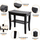 VVW 19 Inch 2-Tier Bamboo Shower Bench - Bathroom Bench Seat with Storage Shelf, Wooden Spa Seat with Non-Slip Feet Bath Stool for Adults Women Elderly, (Black) by TinyTreasures Baby Boutique
