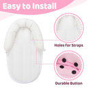 Pro Goleem Breathable 3-in-1 Baby Car Seat Head Support, Soft Infant Car Seat Insert, Carseat Cushion for Newborn, Perfect for Car Seat, Strollers, Swings, Carrier, Bouncer, Pink and White by TinyTreasures Baby Boutique