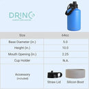 Drinco Stainless Steel Water Bottle Spout Lid Vacuum Insulated Double Wall Water Bottle Wide Mouth (64oz 40oz 32oz 22oz 18oz 14oz) Leak Proof Keep Cold Sport Camping Hiking (64 oz, 64oz Royal Blue) by CozyNest Decor