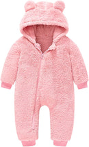 Baby Fleece Jumpsuits Infant Bear Ear Snowsuit Newborn Hooded Romper Warm Coat by TinyTreasures Baby Boutique