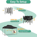 COBIZI 10x15 Pop Up Canopy Tent Heavy Duty Without Sidewall, Commercial Outdoor Easy Pop Up Gazebo for Party Wedding All Weather Waterproof UV 50+ with Roller Bag(Leg Upgraded),Black by GreenHaven Gardens